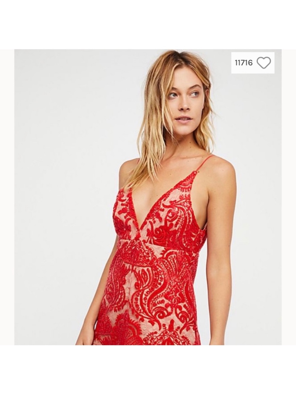 Free People Night Shimmers Mini Dress Red Sequin Lace Size 6